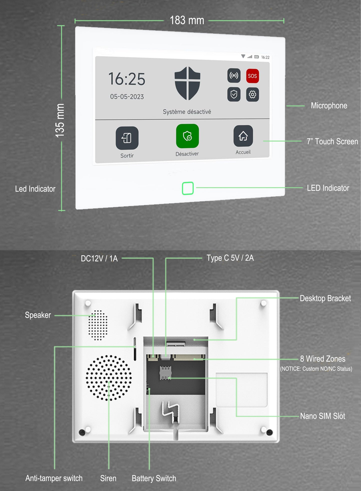 S2 - Alarme Maison 7“ WiFi / GSM / 2G / 4G